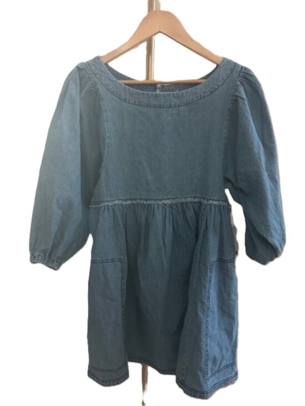 Free People Get Obsessed Denim Babydoll Mini Dress XS BNWT Boho Balloon Sleeve